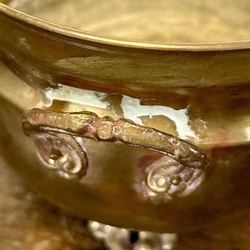 Vintage Small Footed Brass Planter | Jardinier Vase Boho Decor